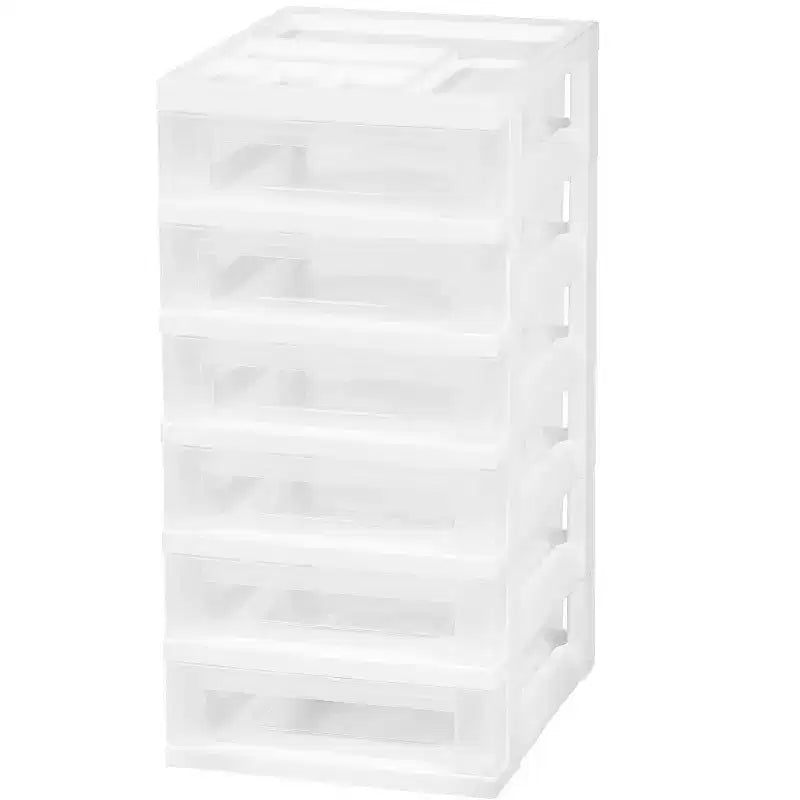 Carrello portaoggetti a 6 cassetti con piano organizer – Plastica bianca, 14.25"x12.05"x25.94"