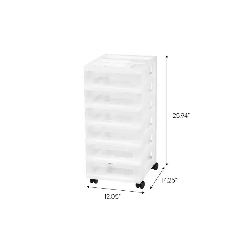 Carrello portaoggetti a 6 cassetti con piano organizer – Plastica bianca, 14.25"x12.05"x25.94"