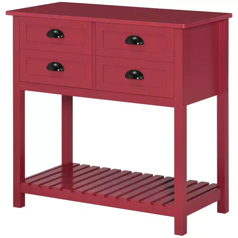 Mobile buffet con 4 cassetti e ripiano inferiore a doghe – 80 cm L, MDF