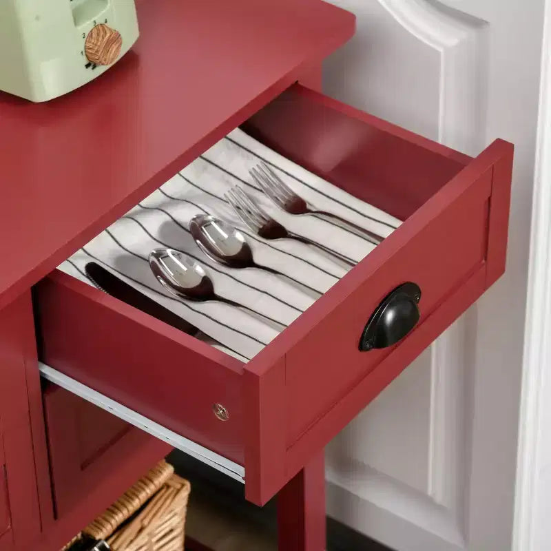 Mobile buffet con 4 cassetti e ripiano inferiore a doghe – 80 cm L, MDF
