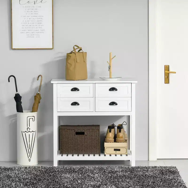 Mobile buffet con 4 cassetti e ripiano inferiore a doghe – 80 cm L, MDF