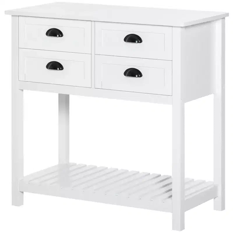 Mobile buffet con 4 cassetti e ripiano inferiore a doghe – 80 cm L, MDF