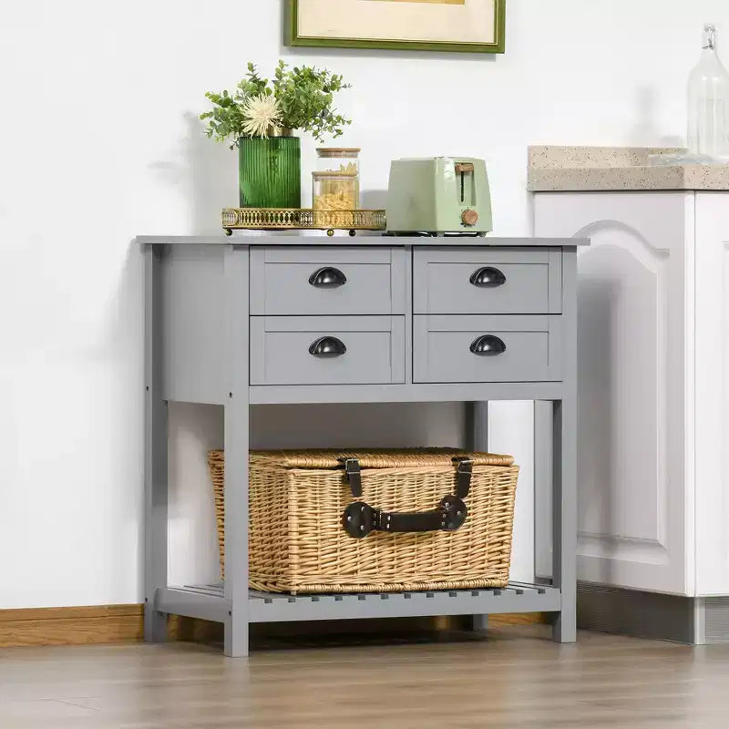 Sideboard Buffet Cabinet with 4 Drawers & Slatted Bottom Shelf – 31.5"W, MDF