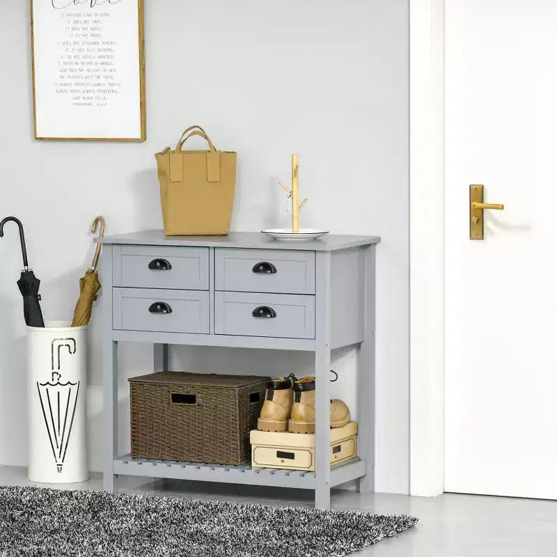 Sideboard Buffet Cabinet with 4 Drawers & Slatted Bottom Shelf – 31.5"W, MDF