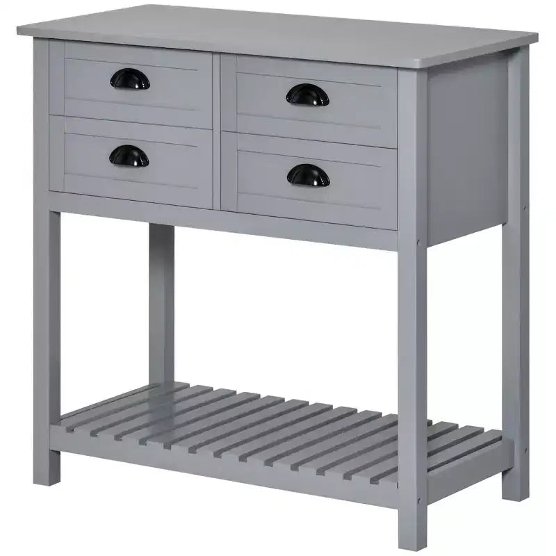 Mobile buffet con 4 cassetti e ripiano inferiore a doghe – 80 cm L, MDF