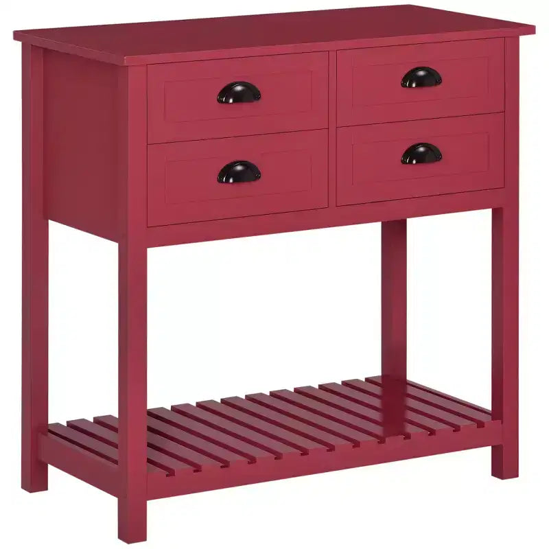 Sideboard Buffet Cabinet with 4 Drawers & Slatted Bottom Shelf – 31.5"W, MDF