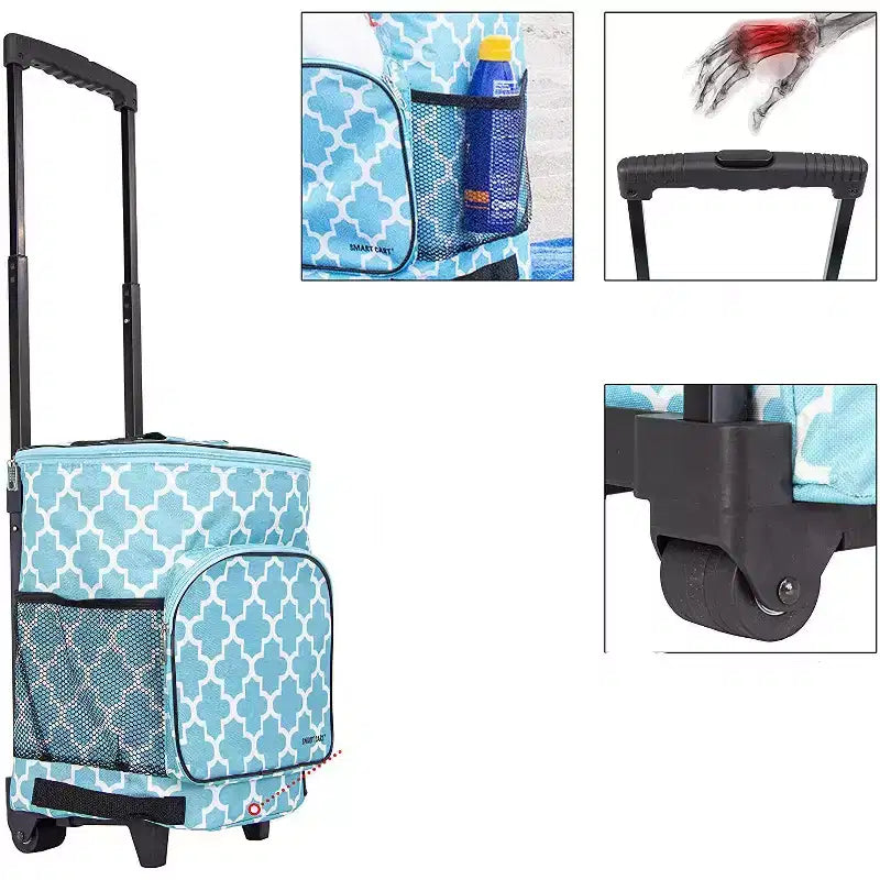 Insulated Collapsible Rolling Cooler Cart – 36-Can Capacity, Under 3 lbs, Folds Flat