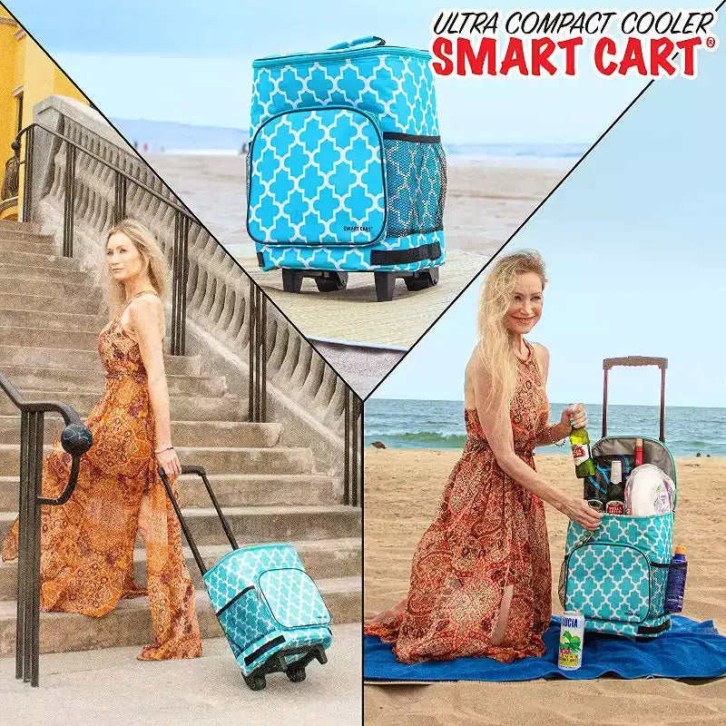 Insulated Collapsible Rolling Cooler Cart – 36-Can Capacity, Under 3 lbs, Folds Flat