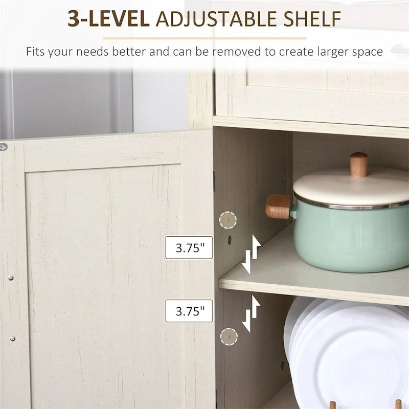Credenza da Cucina con 2 Ante Scorrevole e Cassetto