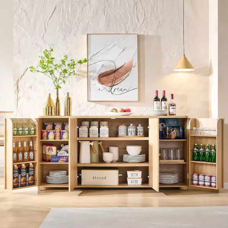 Credenza a Buffet da Cucina con 4 Ante e Ripiani, Credenza Moderna Grande, Mobile Contenitore per Bar Caffè da 66 Pollici