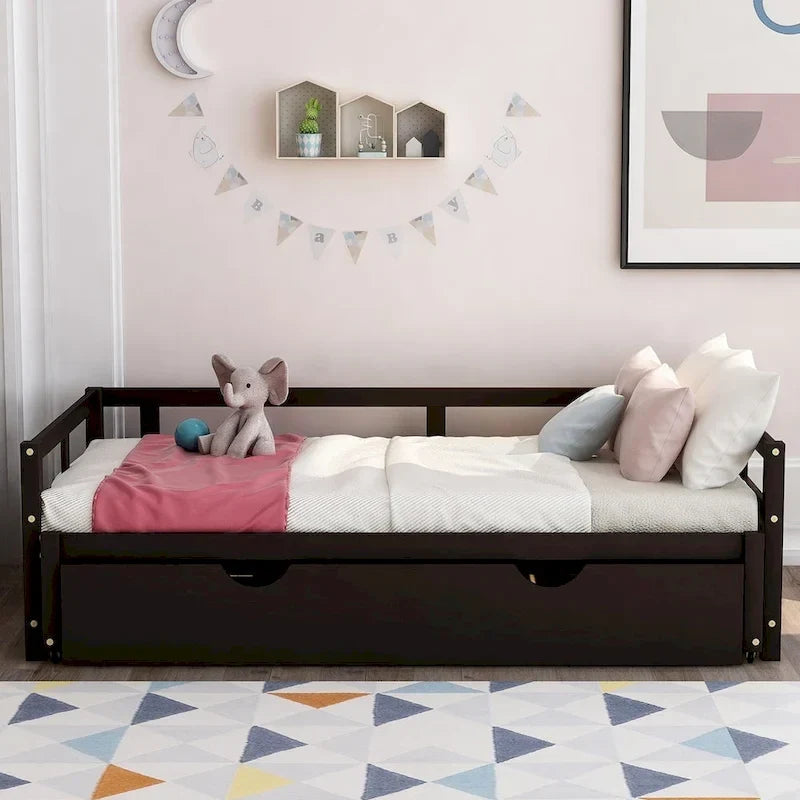 Divano Letto Estensibile con Letto Estraibile, Divano Letto in Legno con Letto Estraibile